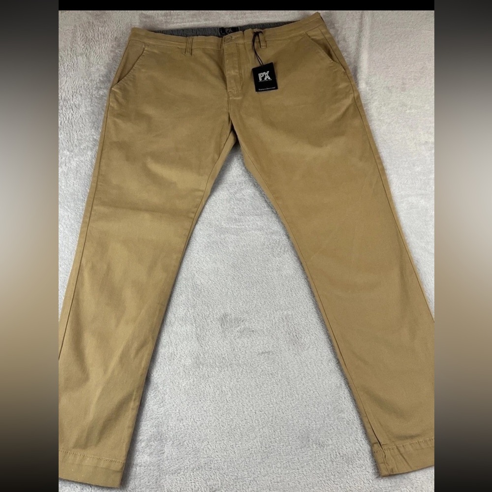 PX mens Tan slim Fit Chino Pants size 40x30